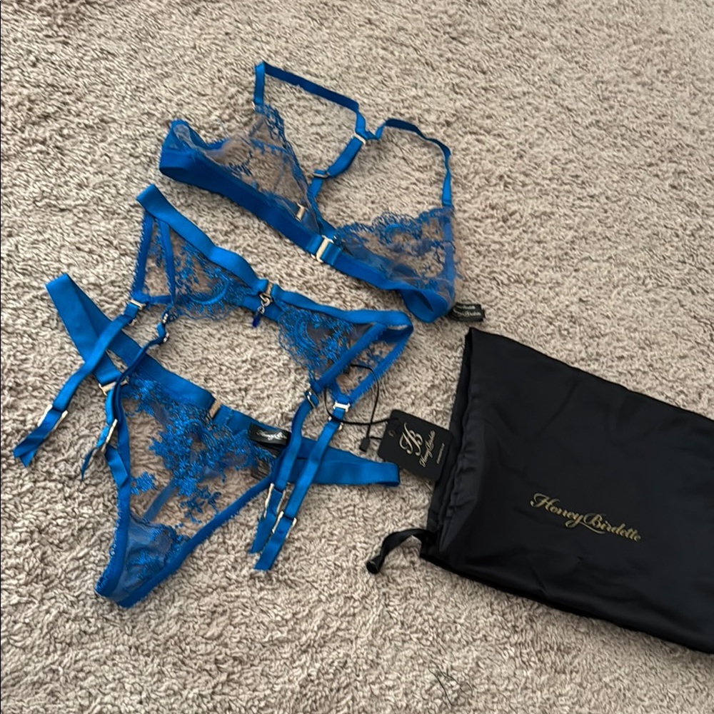 Blue Laura Set by Honey Birdette